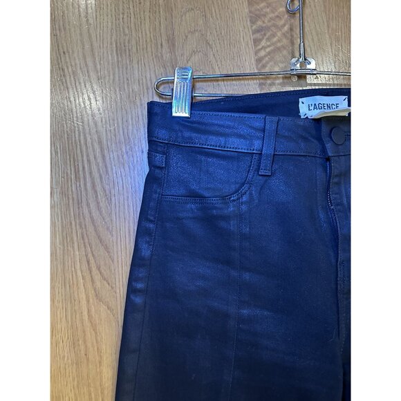 L’AGENCE Wax-Coated Skinny Jeans Size 26 – High Rise Sleek Faux Leather Look Des - Picture 10 of 12